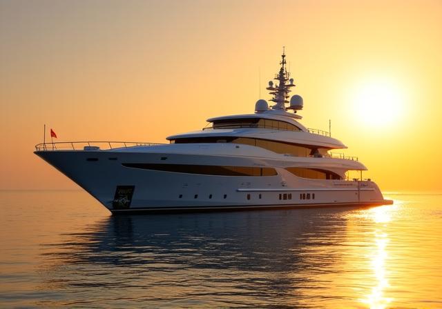 Yacht di lusso al tramonto