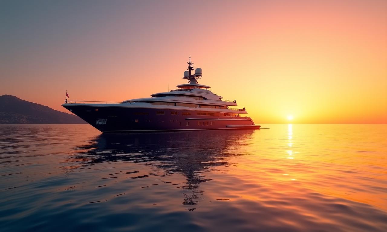 Tramonto spettacolare sul mare visto da uno yacht di lusso