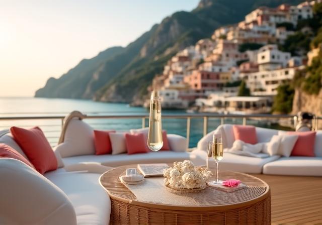 Panorama di Positano dalla prua di uno yacht