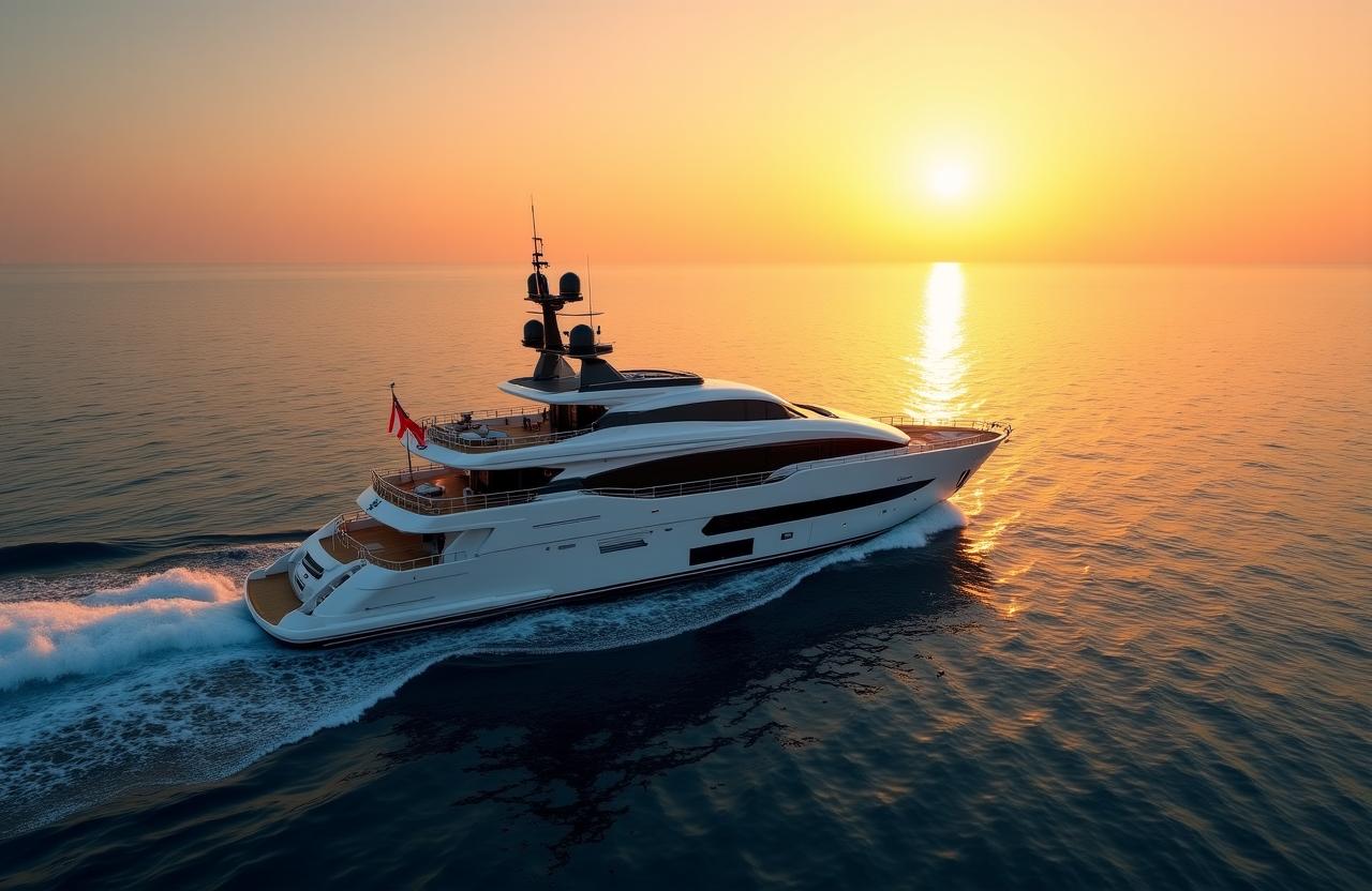 Yacht di lusso al tramonto nel Mediterraneo